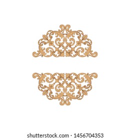 Baroque ornament with filigree in vector format for design frame, pattern. Vintage hand drawn victorian or damask floral element. Black and white engraved ink art.