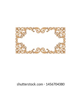 Baroque ornament with filigree in vector format for design frame, pattern. Vintage hand drawn victorian or damask floral element. Black and white engraved ink art.