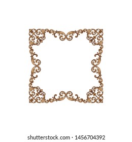 Baroque ornament with filigree in vector format for design frame, pattern. Vintage hand drawn victorian or damask floral element. Black and white engraved ink art.