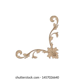 Baroque ornament with filigree in vector format for design frame, pattern. Vintage hand drawn victorian or damask floral element. Black and white engraved ink art.