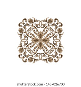 Baroque ornament with filigree in vector format for design frame, pattern. Vintage hand drawn victorian or damask floral element. Black and white engraved ink art.