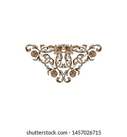 Baroque ornament with filigree in vector format for design frame, pattern. Vintage hand drawn victorian or damask floral element. Black and white engraved ink art.