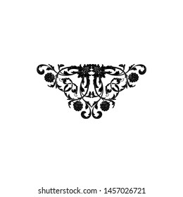 Baroque ornament with filigree in vector format for design frame, pattern. Vintage hand drawn victorian or damask floral element. Black and white engraved ink art.