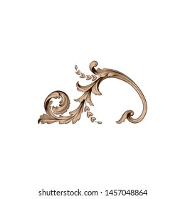 Baroque ornament with filigree in vector format for design frame, pattern. Vintage hand drawn victorian or damask floral element. Black and white engraved ink art. 