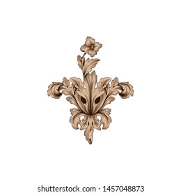 Baroque ornament with filigree in vector format for design frame, pattern. Vintage hand drawn victorian or damask floral element. Black and white engraved ink art. 