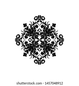 Baroque ornament with filigree in vector format for design frame, pattern. Vintage hand drawn victorian or damask floral element. Black and white engraved ink art. 