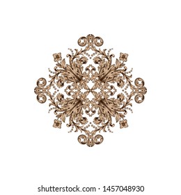 Baroque ornament with filigree in vector format for design frame, pattern. Vintage hand drawn victorian or damask floral element. Black and white engraved ink art. 