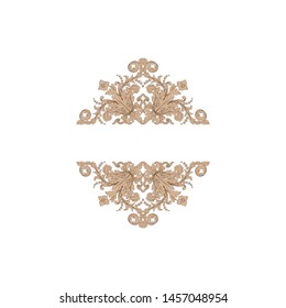 Baroque ornament with filigree in vector format for design frame, pattern. Vintage hand drawn victorian or damask floral element. Black and white engraved ink art. 