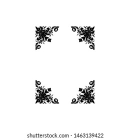 Baroque ornament with filigree in vector format for design frame, pattern. Vintage hand drawn victorian or damask floral element. Black and white engraved ink art. 