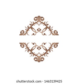 Baroque ornament with filigree in vector format for design frame, pattern. Vintage hand drawn victorian or damask floral element. Black and white engraved ink art. 