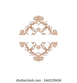 Baroque ornament with filigree in vector format for design frame, pattern. Vintage hand drawn victorian or damask floral element. Black and white engraved ink art. 