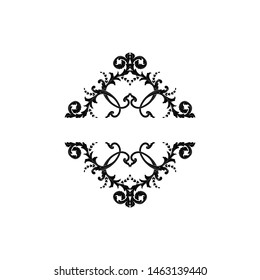 Baroque ornament with filigree in vector format for design frame, pattern. Vintage hand drawn victorian or damask floral element. Black and white engraved ink art. 
