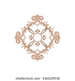 Baroque ornament with filigree in vector format for design frame, pattern. Vintage hand drawn victorian or damask floral element. Black and white engraved ink art. 