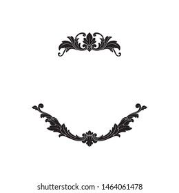 Baroque ornament with filigree in vector format for design frame, pattern. Vintage hand drawn victorian or damask floral element. Black and white engraved ink art. 