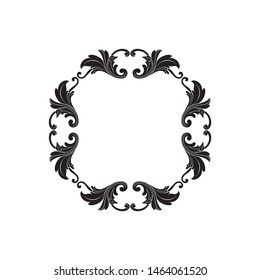 Baroque ornament with filigree in vector format for design frame, pattern. Vintage hand drawn victorian or damask floral element. Black and white engraved ink art. 