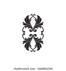 Baroque ornament with filigree in vector format for design frame, pattern. Vintage hand drawn victorian or damask floral element. Black and white engraved ink art. 