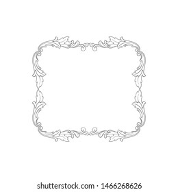 Baroque ornament with filigree in vector format for design frame, pattern. Vintage hand drawn victorian or damask floral element. Black and white engraved ink art.