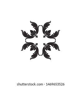 Baroque ornament with filigree in vector format for design frame, pattern. Vintage hand drawn victorian or damask floral element. Black and white engraved ink art. 