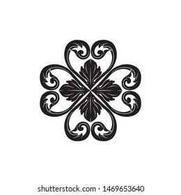 Baroque ornament with filigree in vector format for design frame, pattern. Vintage hand drawn victorian or damask floral element. Black and white engraved ink art. 