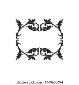 Baroque ornament with filigree in vector format for design frame, pattern. Vintage hand drawn victorian or damask floral element. Black and white engraved ink art. 