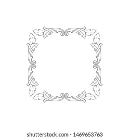 Baroque ornament with filigree in vector format for design frame, pattern. Vintage hand drawn victorian or damask floral element. Black and white engraved ink art. 