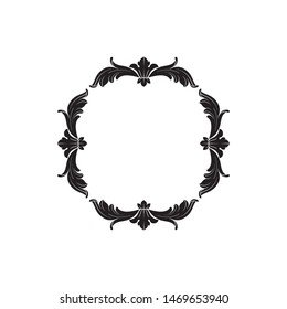 Baroque ornament with filigree in vector format for design frame, pattern. Vintage hand drawn victorian or damask floral element. Black and white engraved ink art.
