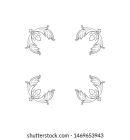 Baroque ornament with filigree in vector format for design frame, pattern. Vintage hand drawn victorian or damask floral element. Black and white engraved ink art.