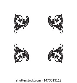 Baroque ornament with filigree in vector format for design frame, pattern. Vintage hand drawn victorian or damask floral element. Black and white engraved ink art.