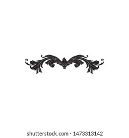 Baroque ornament with filigree in vector format for design frame, pattern. Vintage hand drawn victorian or damask floral element. Black and white engraved ink art.