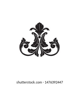 Baroque ornament with filigree in vector format for design frame, pattern. Vintage hand drawn victorian or damask floral element. Black and white engraved ink art.