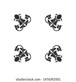 Baroque ornament with filigree in vector format for design frame, pattern. Vintage hand drawn victorian or damask floral element. Black and white engraved ink art.