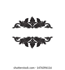 Baroque ornament with filigree in vector format for design frame, pattern. Vintage hand drawn victorian or damask floral element. Black and white engraved ink art. 