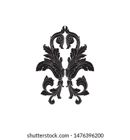 Baroque ornament with filigree in vector format for design frame, pattern. Vintage hand drawn victorian or damask floral element. Black and white engraved ink art. 