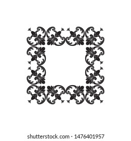 Baroque ornament with filigree in vector format for design frame, pattern. Vintage hand drawn victorian or damask floral element. Black and white engraved ink art. 