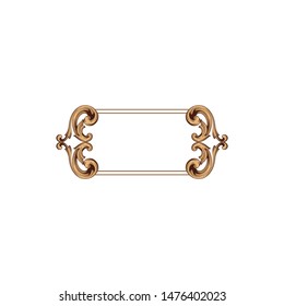 Baroque ornament with filigree in vector format for design frame, pattern. Vintage hand drawn victorian or damask floral element. Black and white engraved ink art. 