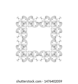 Baroque ornament with filigree in vector format for design frame, pattern. Vintage hand drawn victorian or damask floral element. Black and white engraved ink art. 