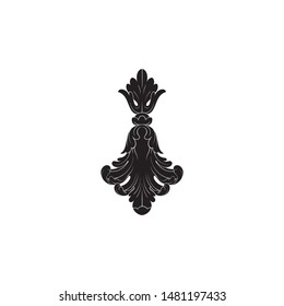 Baroque ornament with filigree in vector format for design frame, pattern. Vintage hand drawn victorian or damask floral element. Black and white engraved ink art. 