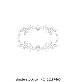 Baroque ornament with filigree in vector format for design frame, pattern. Vintage hand drawn victorian or damask floral element. Black and white engraved ink art. 