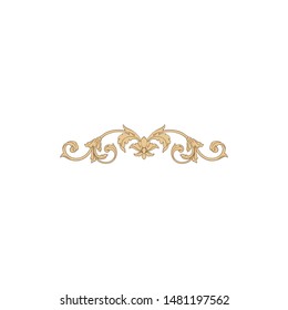 Baroque ornament with filigree in vector format for design frame, pattern. Vintage hand drawn victorian or damask floral element. Black and white engraved ink art. 