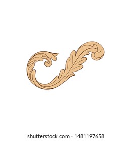 Baroque ornament with filigree in vector format for design frame, pattern. Vintage hand drawn victorian or damask floral element. Black and white engraved ink art. 