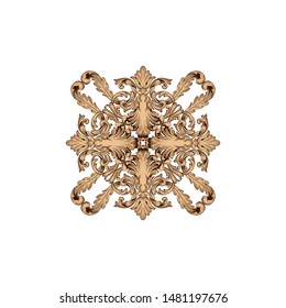 Baroque ornament with filigree in vector format for design frame, pattern. Vintage hand drawn victorian or damask floral element. Black and white engraved ink art. 