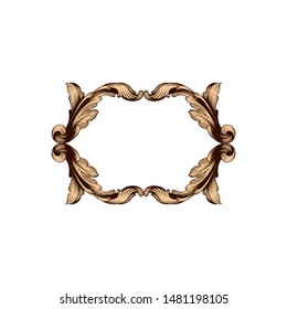 Baroque ornament with filigree in vector format for design frame, pattern. Vintage hand drawn victorian or damask floral element. Black and white engraved ink art. 
