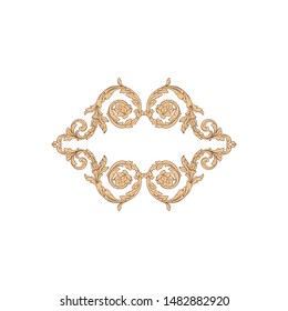 Baroque ornament with filigree in vector format for design frame, pattern. Vintage hand drawn victorian or damask floral element. Black and white engraved ink art.