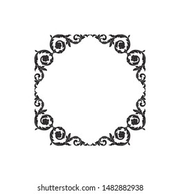 Baroque ornament with filigree in vector format for design frame, pattern. Vintage hand drawn victorian or damask floral element. Black and white engraved ink art.