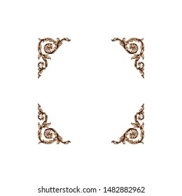 Baroque ornament with filigree in vector format for design frame, pattern. Vintage hand drawn victorian or damask floral element. Black and white engraved ink art.