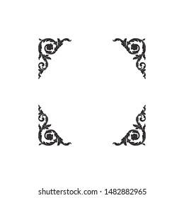 Baroque ornament with filigree in vector format for design frame, pattern. Vintage hand drawn victorian or damask floral element. Black and white engraved ink art.