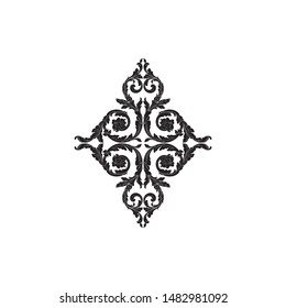 Baroque ornament with filigree in vector format for design frame, pattern. Vintage hand drawn victorian or damask floral element. Black and white engraved ink art.
