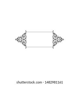 Baroque ornament with filigree in vector format for design frame, pattern. Vintage hand drawn victorian or damask floral element. Black and white engraved ink art.