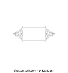 Baroque ornament with filigree in vector format for design frame, pattern. Vintage hand drawn victorian or damask floral element. Black and white engraved ink art.