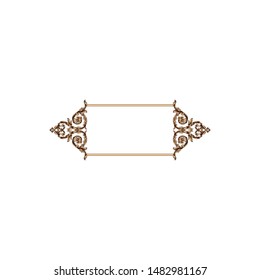 Baroque ornament with filigree in vector format for design frame, pattern. Vintage hand drawn victorian or damask floral element. Black and white engraved ink art.